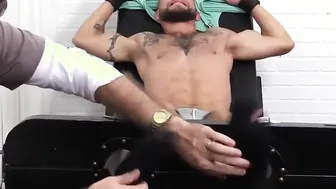 Tino loves being strapped down and getting his feet tickled