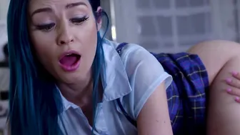Blue haired Jewelz Blu and Aaliyah Love fuck their stepdad