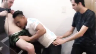 Hot Asian amateur double teamed by two massive dicks