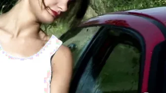 Cute Rain with lesbian Babe both rounded tits and butt Sexy Car Wash 2