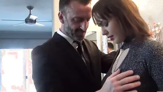 Fancy English whore rammed in pussy and mouth