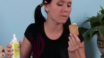 Stasy Licks Whip Cream Off of Meat Stick 2