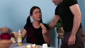 Stasy Licks Whip Cream Off of Meat Stick 2
