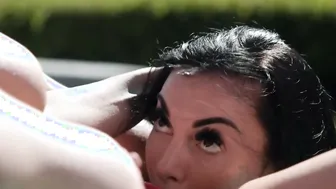 Big boobs milfs outdoor kissing and oral