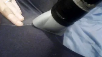 Vacuum Cleaner Blows Clitoris though Yoga Leggings Noisy Groaning
