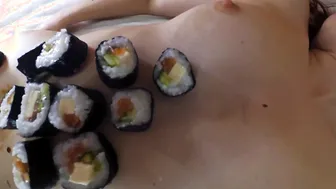 Nyotaimori (女 小 盛 り serving on a Womans Body) is a