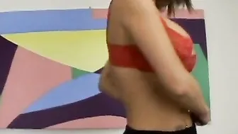 Casting dark haired MILF gets her booty boned by huge ebony dick