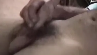 Hairy mature guy Henry working his cock and cooking a load