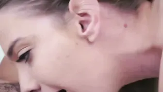 Stunning teen Kenna James riding big cock in taboo threesome