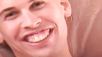 Two twinks jack off next to each other and shoot some cum