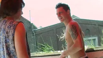 German ugly Housewife pick up younger guy in public