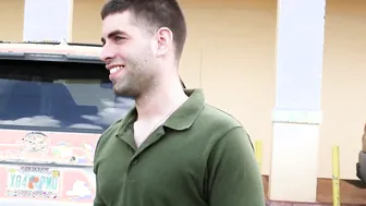 Bearded straight dude dicks a bottom gay jock in public