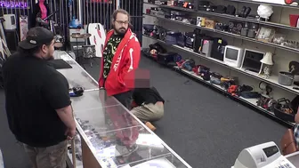 Huge tits ebony sucking and fucking a pawn broker
