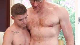 Sexy ginger giant Dr Wolf barebacks a tiny smooth boy