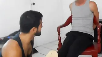 Daddy and young dude bound each other