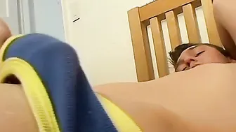Twink with a big cock blasting his load through his undies