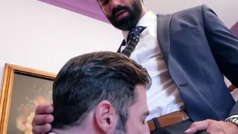 Stud gets his butt hole drilled by businessman as he moans
