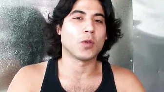 Hairy butt muncher strokes his rock solid cock solo
