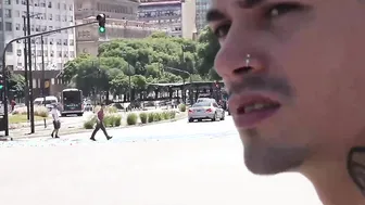 Tattooed Latino guy barebacked hard in a threesome
