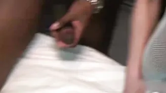 Chubby broad dicked slowly during a bukkake party