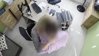 Beautiful blondie bent over and fucked hard in office