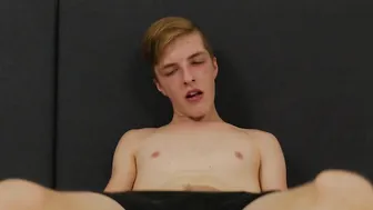 Lusty teen playing with giant cock while ass touching