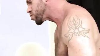Peter uses Scotts mouth with his cock while Matt fucks him