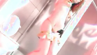 Curly haired redhead Bae getting double penetrated and swallows cum