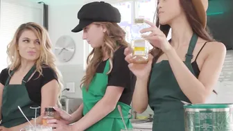 Asian teen and BFFs impressed their boss