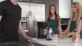 Asian teen and BFFs impressed their boss
