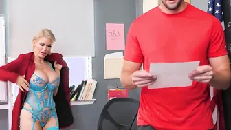 Blondie Blows Big Dick - Classroom Sex with Huge Boobed Teacher