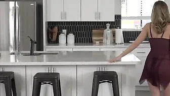 Emma Sirus is clothed into a adorable little sheer underwear getup as she makes herself cozy into Robby Echos kitchen.