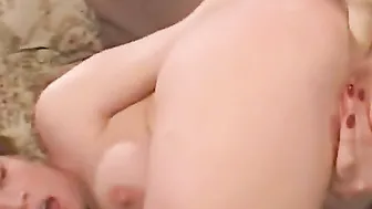 Curly haired red head sexy getting her butt ruined and twat creampied