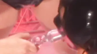 Masked lesbian tied up and toyed by naughty femdom