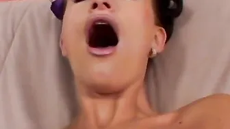 Tasty Bombshell getting double penetrated by ebony and white dicks