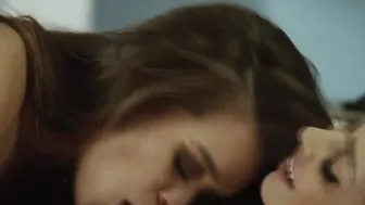 Pretty brunette lesbians pussy licking and intense anal play