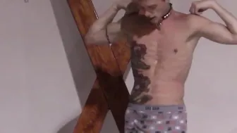 Hardcore bondage session with whips and torment with twink