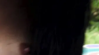 Teenager shows her perfect tits before she rubs her pussy