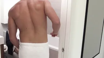 Skinny twink barebacked by stepbro under a hot shower
