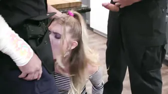 Cops have rough sex with teen babe in front of her boyfriend