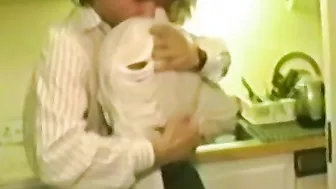 Attractive blonde woman takes it from behind in bed