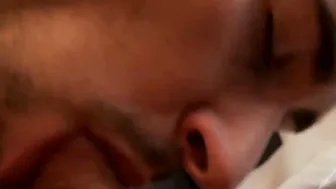 Hunk enjoys being comforted with kisses while taking dick