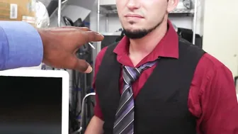 Bearded homosexual has interracial fuck session for money