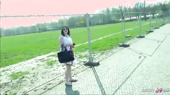 German BBW Barely Legal 19 year old Pickup and Banged Outside on Berlin Street