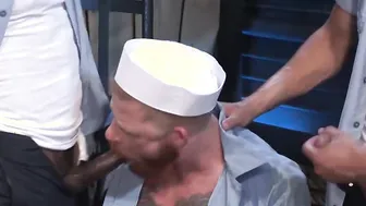 Interracial Threesome porn video – Hunky sailors butt banging in interracial threesome