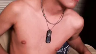 Skinny Asian dude wanks his rock hard fuck stick solo