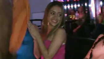 Pretty babe blows and fucks hard with a muscular stripper