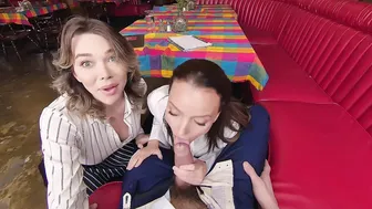 VRB Trans Emma Rose threesome fuck horny waitress sucking huge dick