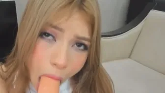 Horny Babe Suck Her Huge Dildo