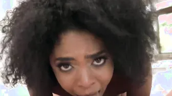 Submissive black beauty enjoys some dick inside of her throat